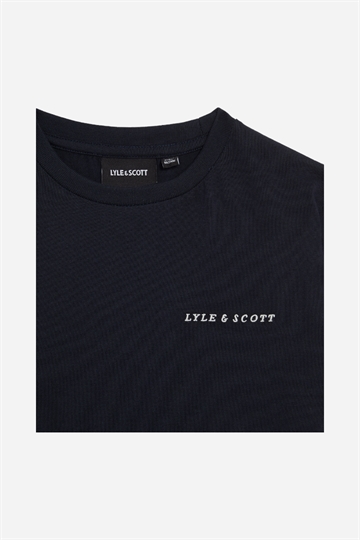 Lyle & Scott Script broderad t-shirt - mörk marinblå